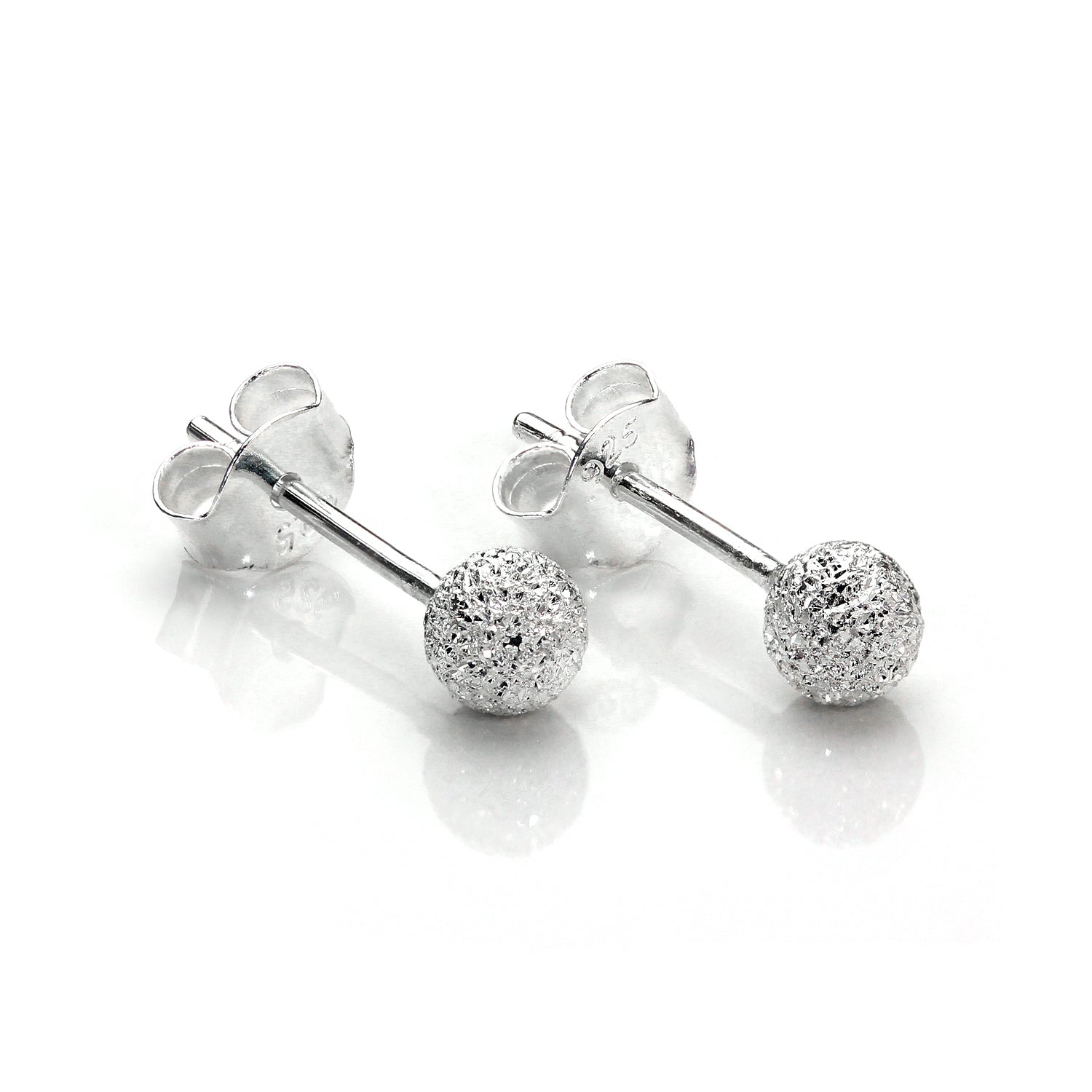 Sterlingsilber 4 mm Matt Kugel Ohrstecker