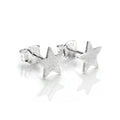 Sterlingsilber Gebürstet Flach Stern Ohrstecker