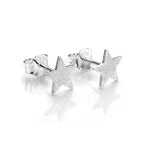 Sterlingsilber Gebürstet Flach Stern Ohrstecker