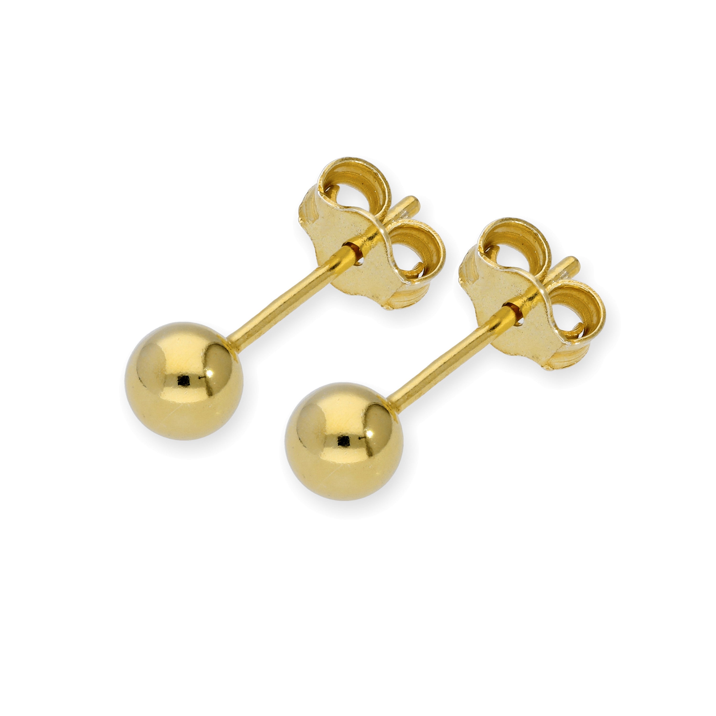 Vergoldete kleine Sterlingsilber Kugel-Ohrstecker 2 mm - 6 mm & Packs