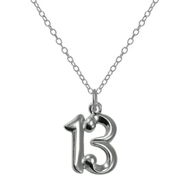Halskette mit Anhänger aus Sterlingsilber mit Zahl für den 13. Geburtstag, 14–22 Zoll