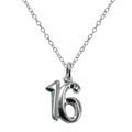 Sterlingsilber 16. Geburtstag Zahl Anhänger Halskette 35,5 - 56 cm
