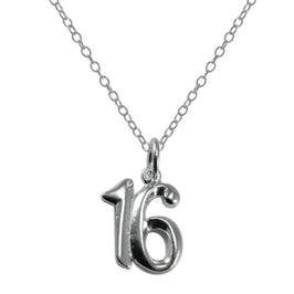 Sterlingsilber 16. Geburtstag Zahl Anhänger Halskette 35,5 - 56 cm