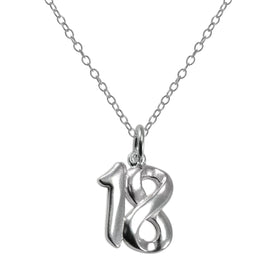 Sterlingsilber 18. Geburtstag Zahl Anhänger Halskette 35,5 - 56 cm