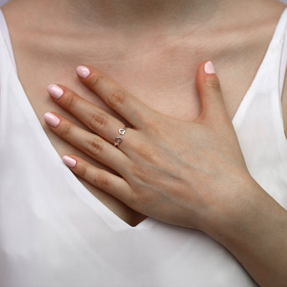 Sterlingsilber Verstellbar Doppel Offen Herz Midi Ring