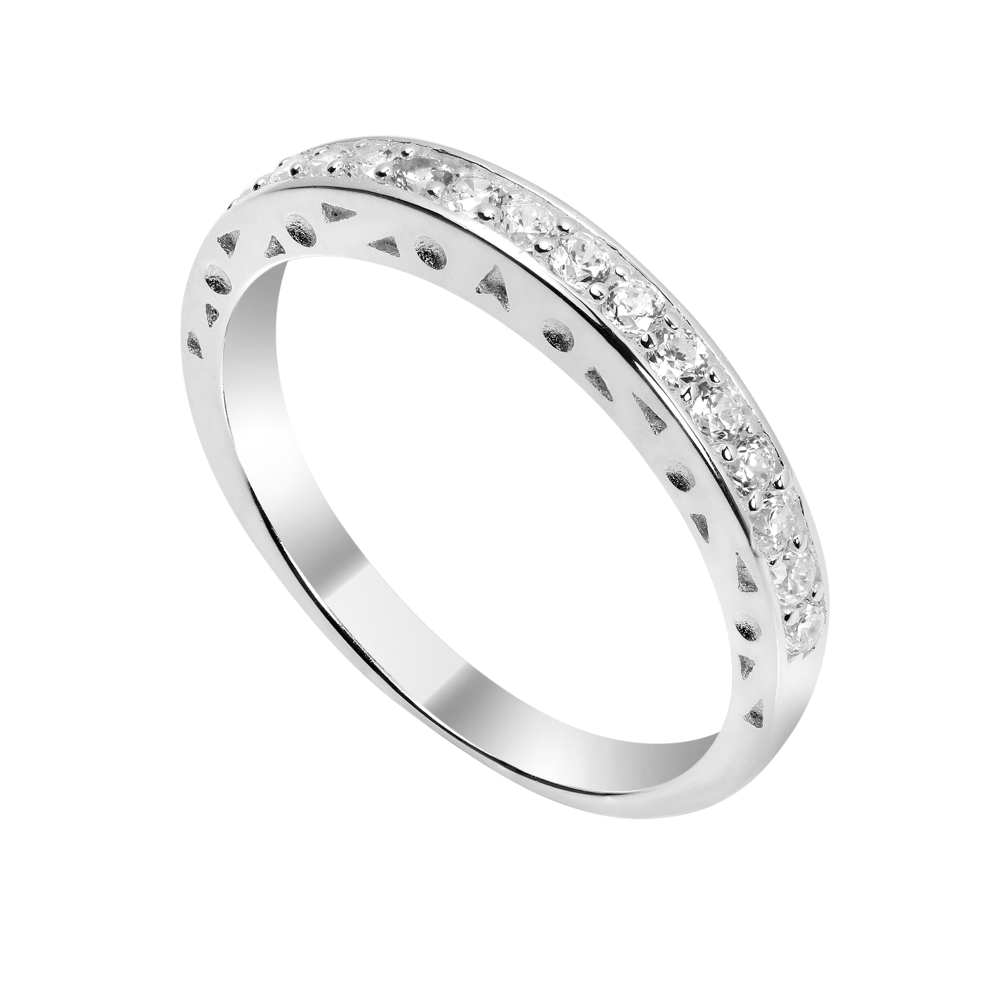 Halber Ewigkeitsring aus Sterlingsilber und CZ-Kristall – Größe I – U