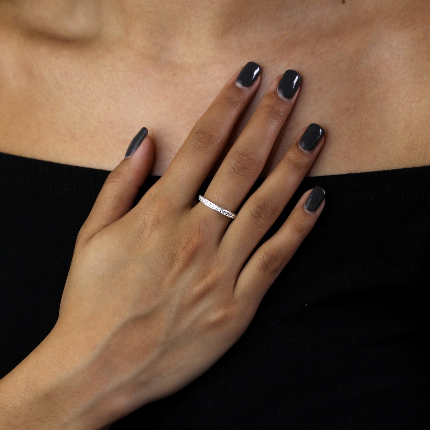 Halber Ewigkeitsring aus Sterlingsilber und CZ-Kristall – Größe I – U