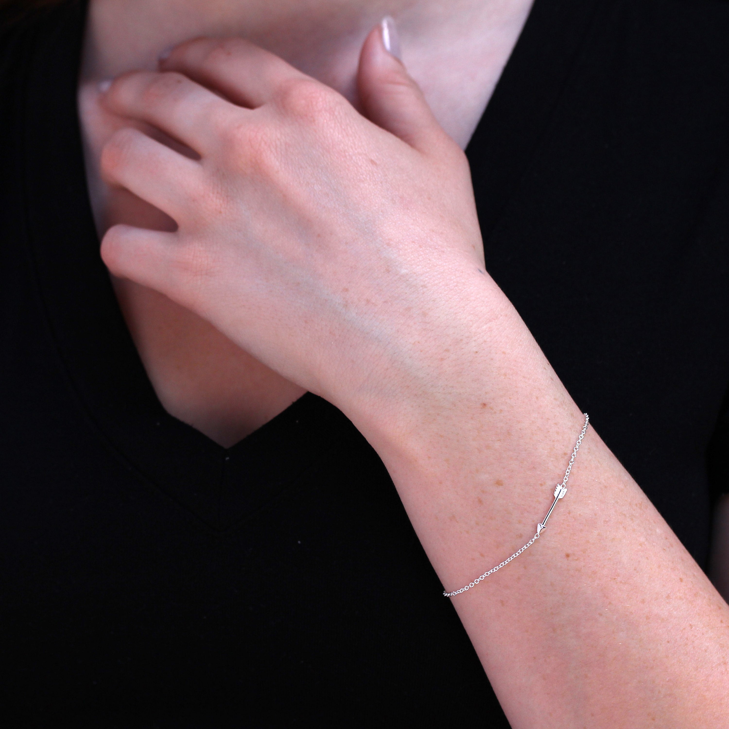 Fein Leicht Sterlingsilber 18 cm Pfeil Armband mit Karabinerverschluss