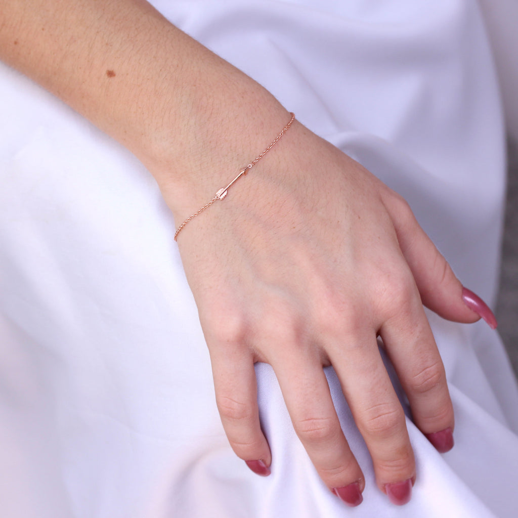 Fein Hell Rosévergoldet Sterlingsilber 18 cm Pfeil Armband