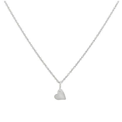 Halskette mit kleinem flachem Herzanhänger aus Sterlingsilber 14–22 Zoll