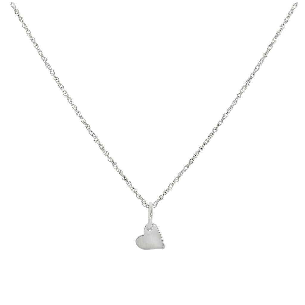 Halskette mit kleinem flachem Herzanhänger aus Sterlingsilber 14–22 Zoll