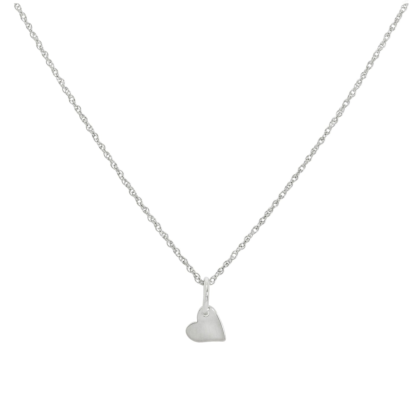 Halskette mit kleinem flachem Herzanhänger aus Sterlingsilber 14–22 Zoll