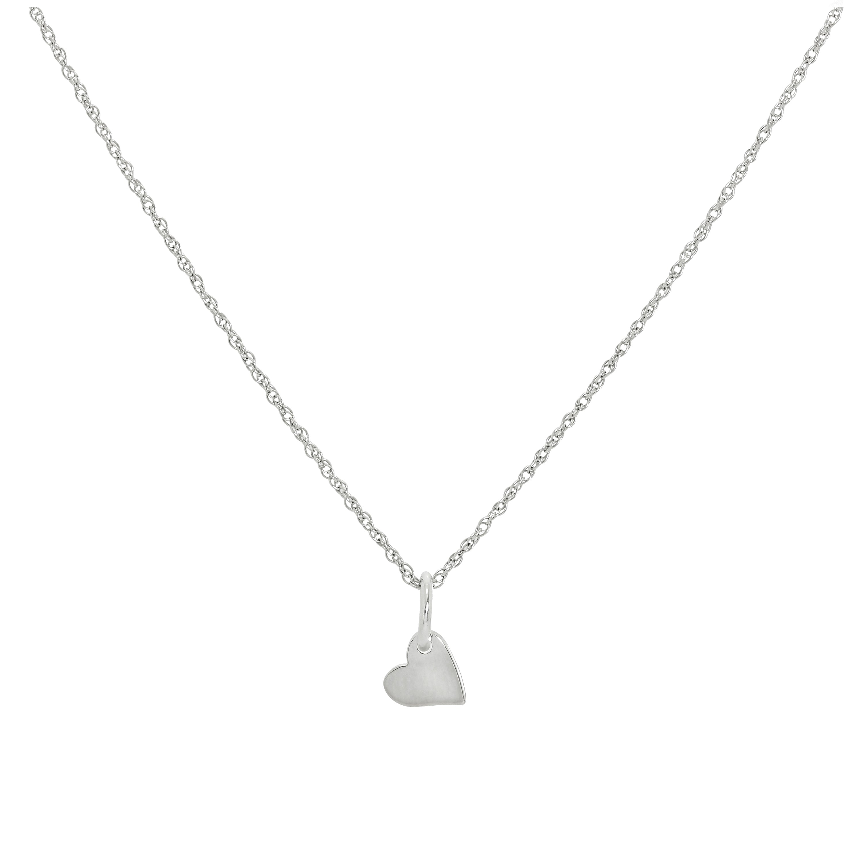 Halskette mit kleinem flachem Herzanhänger aus Sterlingsilber 14–22 Zoll