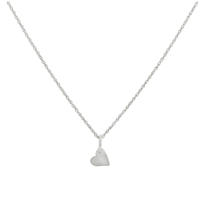 Halskette mit kleinem flachem Herzanhänger aus Sterlingsilber 14–22 Zoll
