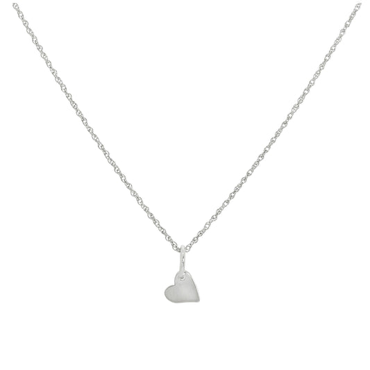 Halskette mit kleinem flachem Herzanhänger aus Sterlingsilber 14–22 Zoll