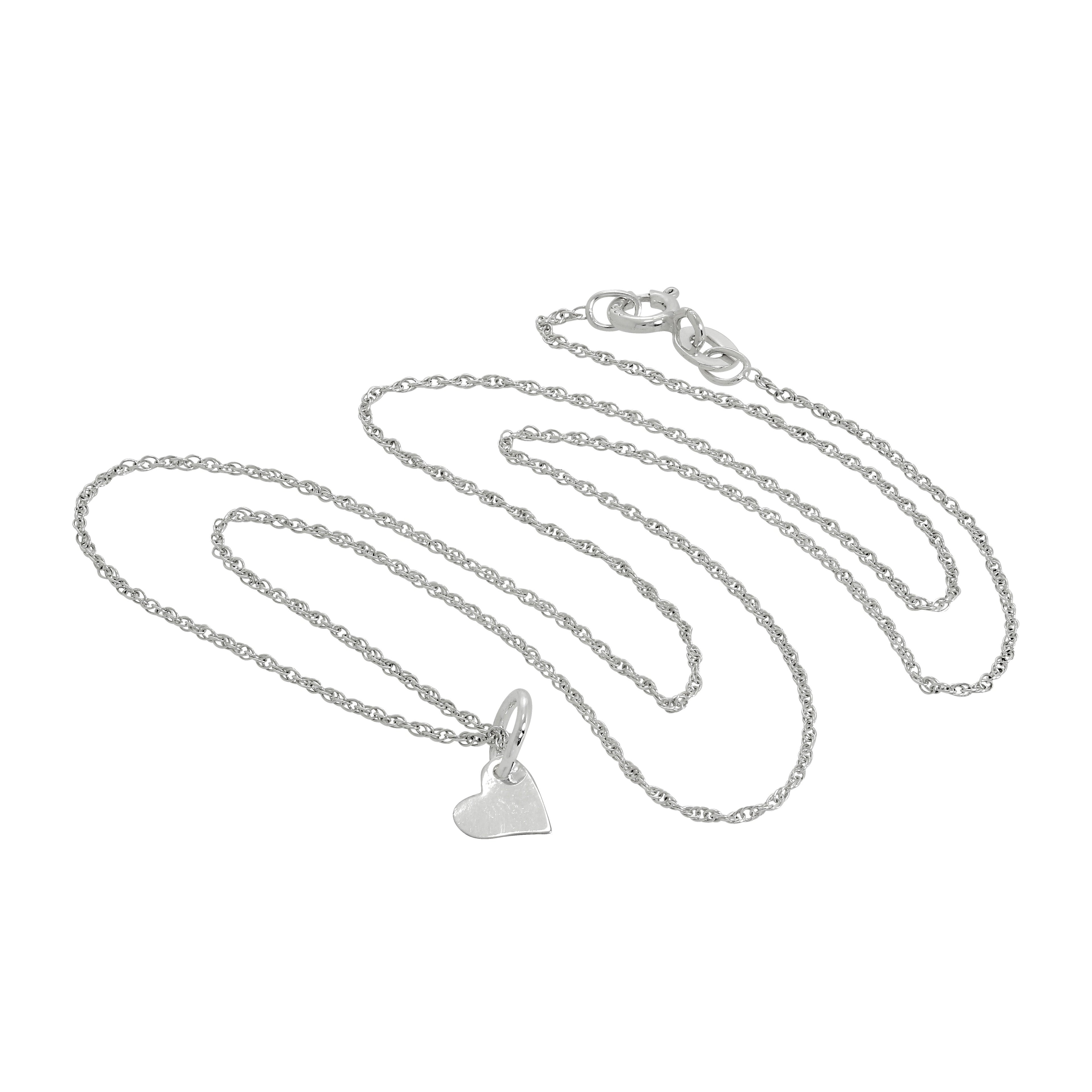 Halskette mit kleinem flachem Herzanhänger aus Sterlingsilber 14–22 Zoll
