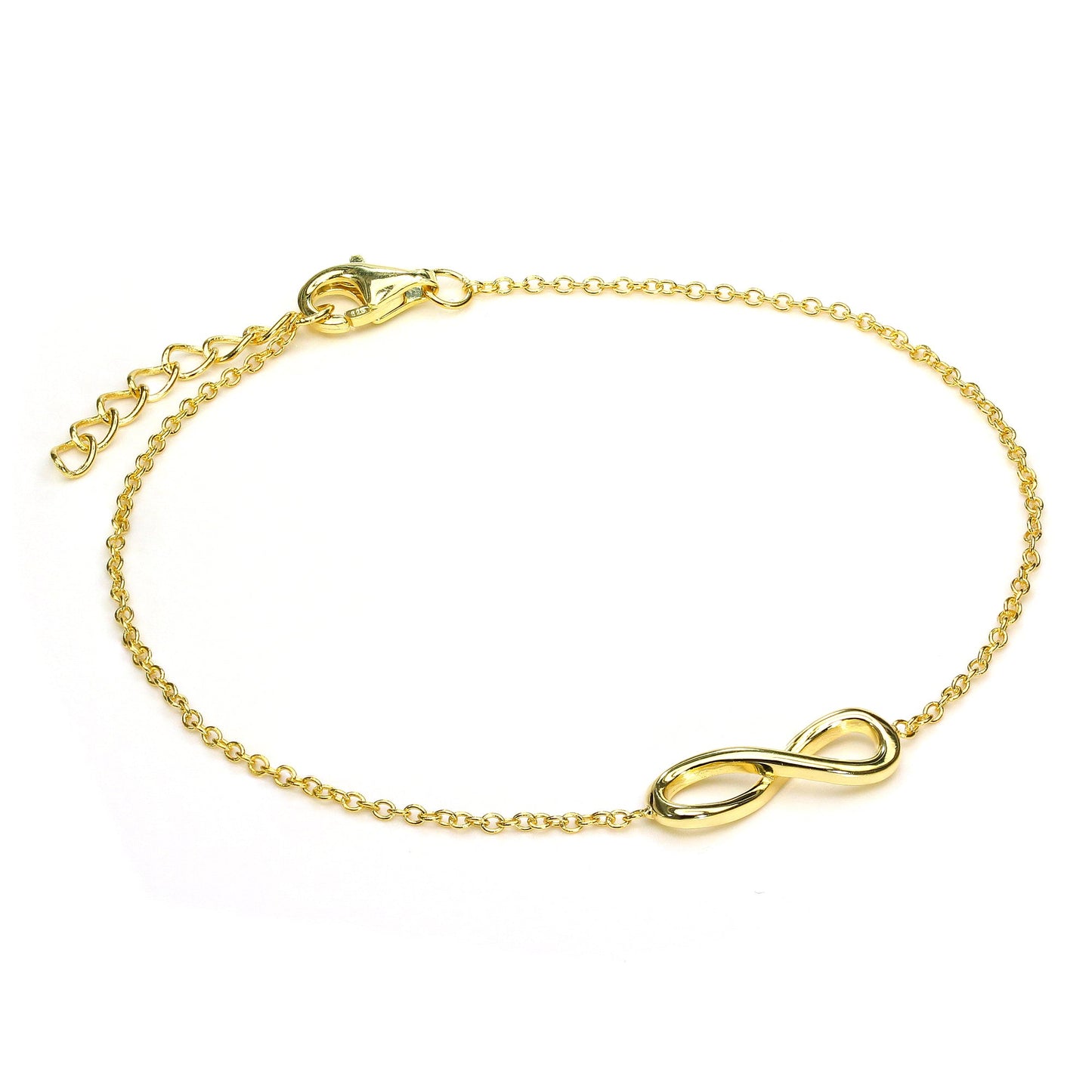 Vergoldet Sterlingsilber Fein Unendlichkeitsschleife Armband mit Verschluss