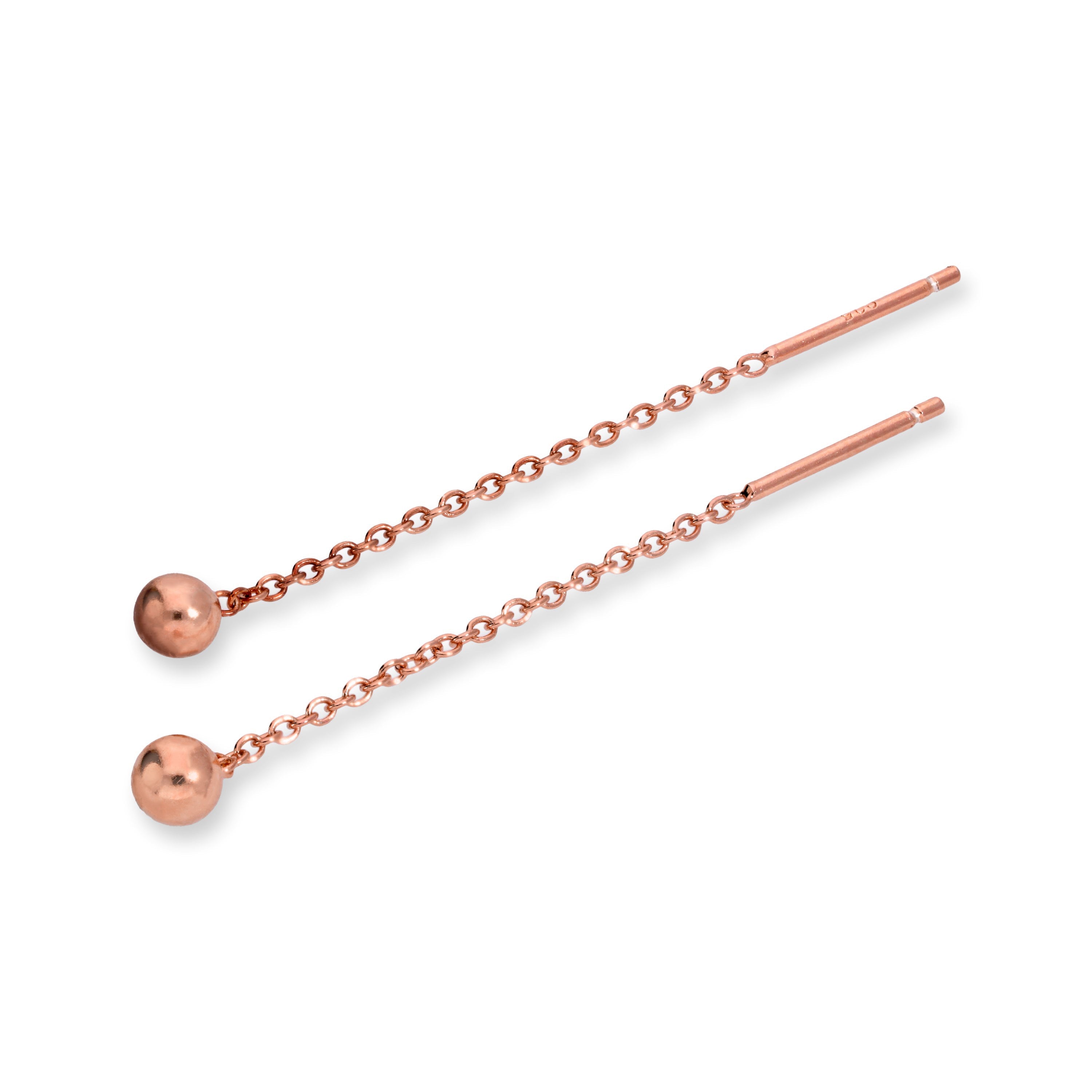 Rosévergoldet Sterlingsilber 4 mm Kugel Durchzieher Ohrringe