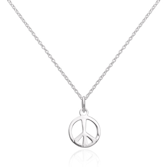 Sterling Silver Peace Sign Pendant Necklace 16 - 22 Inches