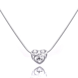 Halskette aus Sterlingsilber mit offenem Herz und 1 mm Schlangenkette