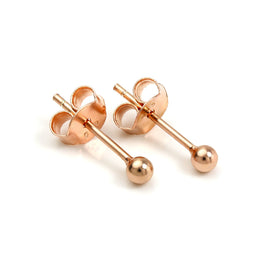 Rosévergoldet Sterlingsilber 2 mm Kugel Ohrstecker