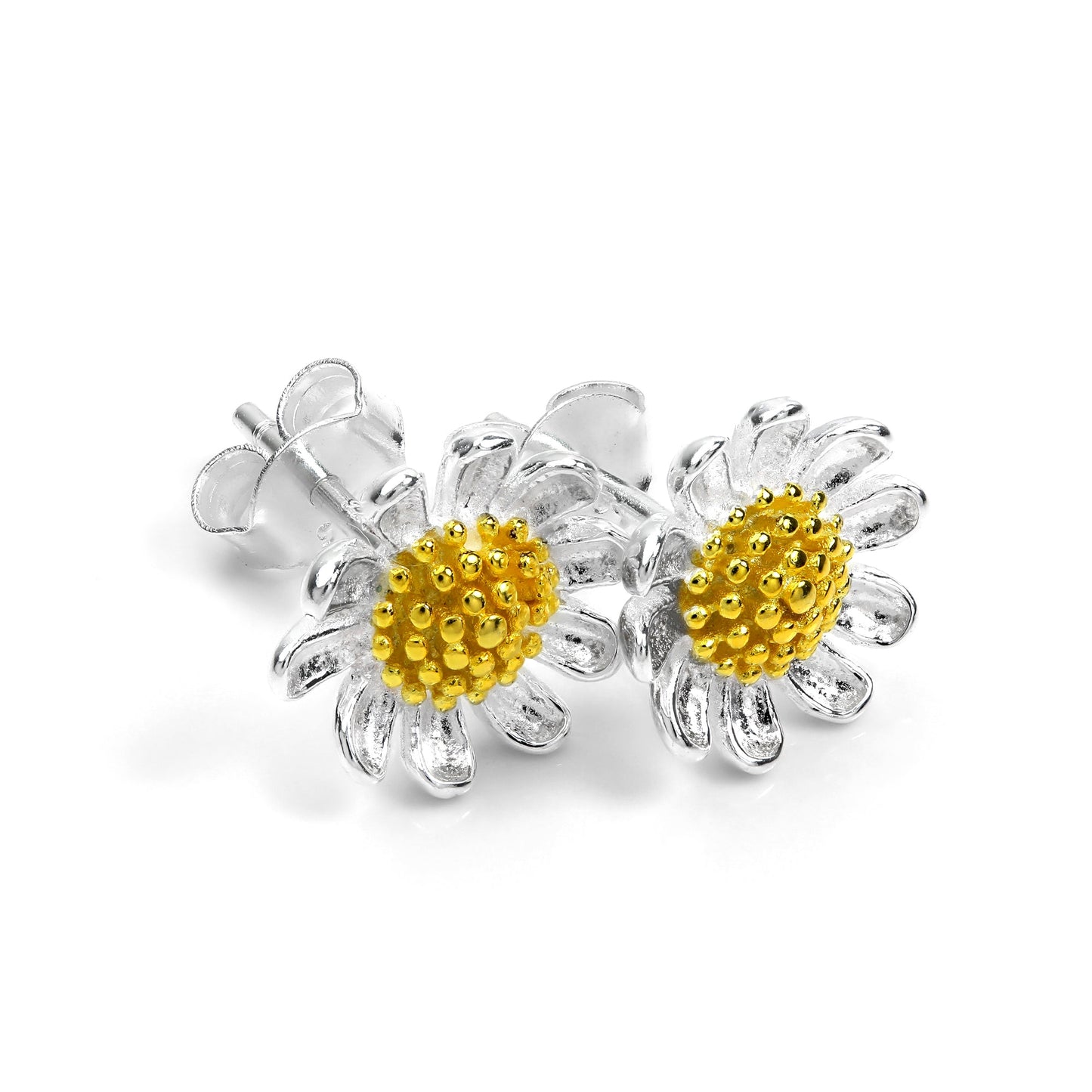 Sterlingsilber & Vergoldet Gänseblümchen Ohrstecker