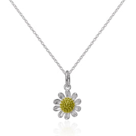 Vergoldet & Sterlingsilber Gänseblümchen Anhänger Halskette 40,5 - 56 cm