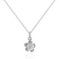 Einfach Sterlingsilber Blume Anhänger Halskette 40,5 - 56 cm