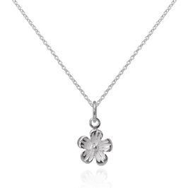 Einfach Sterlingsilber Blume Anhänger Halskette 40,5 - 56 cm