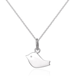 Einfache flache Halskette mit Vogelmotiv aus Sterlingsilber, 16–22 Zoll