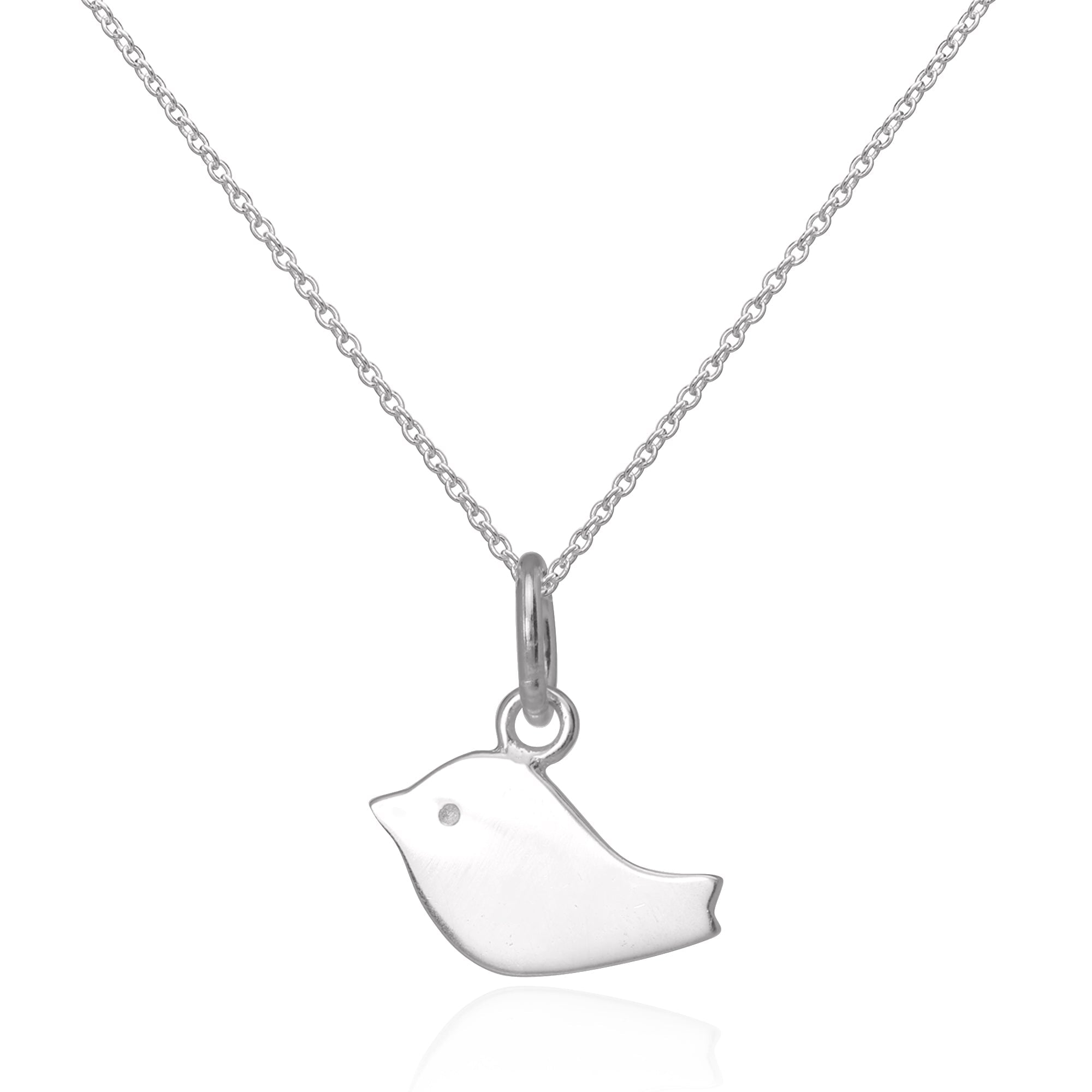 Einfache flache Halskette mit Vogelmotiv aus Sterlingsilber, 16–22 Zoll