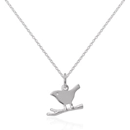 Einfacher Anhänger aus Sterlingsilber mit Vogel auf einem Ast, 16–22 Zoll