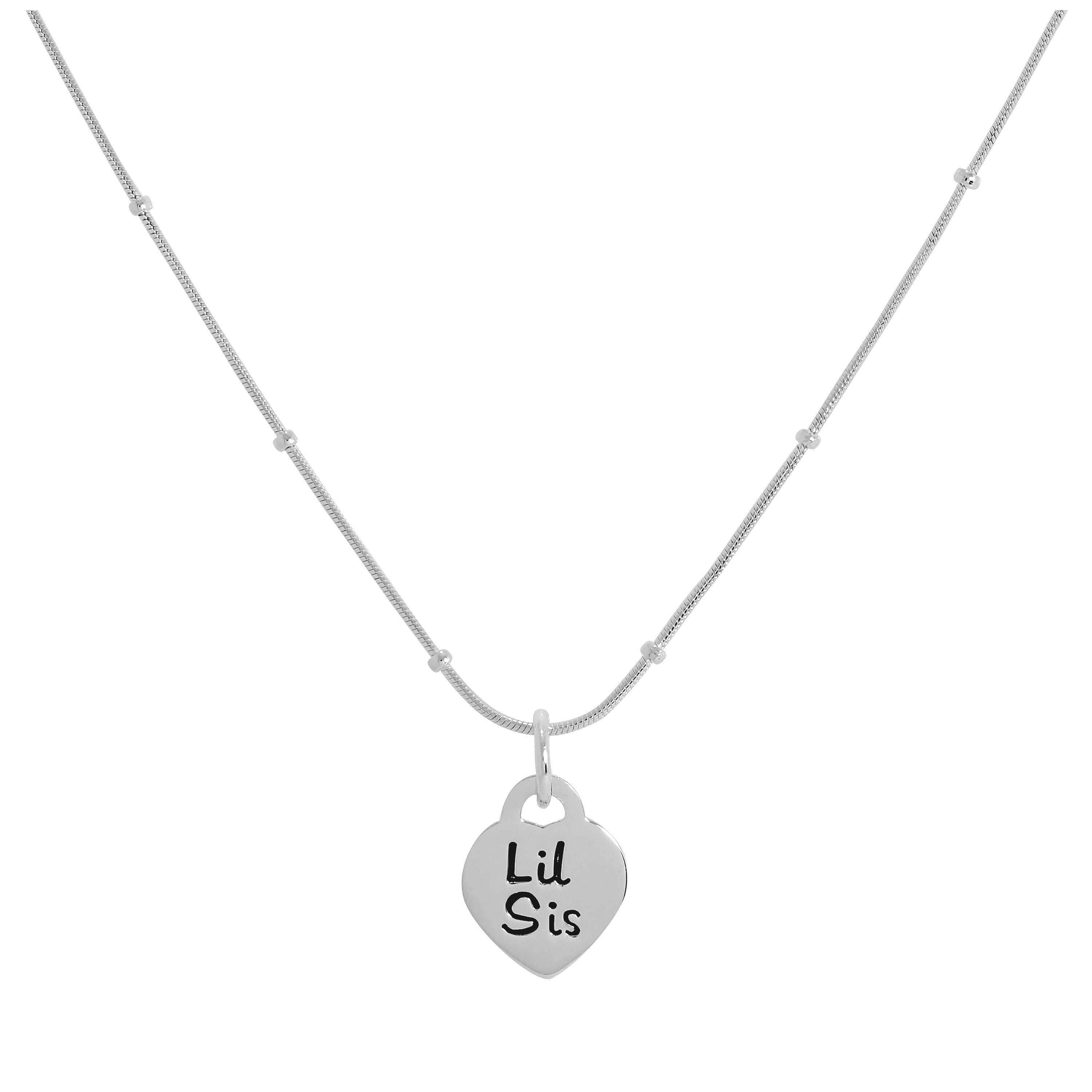 Anhänger aus Sterlingsilber mit kleiner Schwester und Herz, 16–24 Zoll