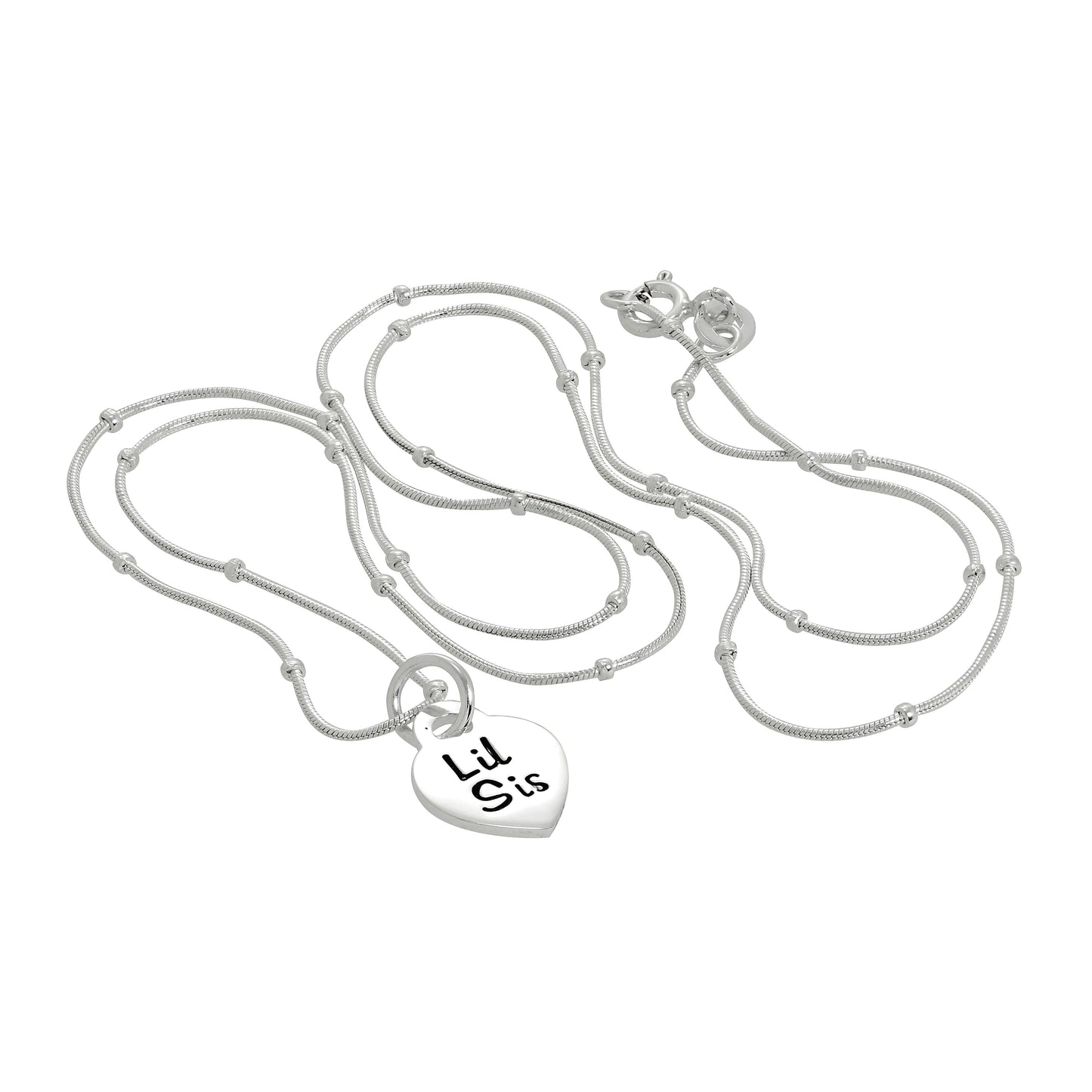 Anhänger aus Sterlingsilber mit kleiner Schwester und Herz, 16–24 Zoll