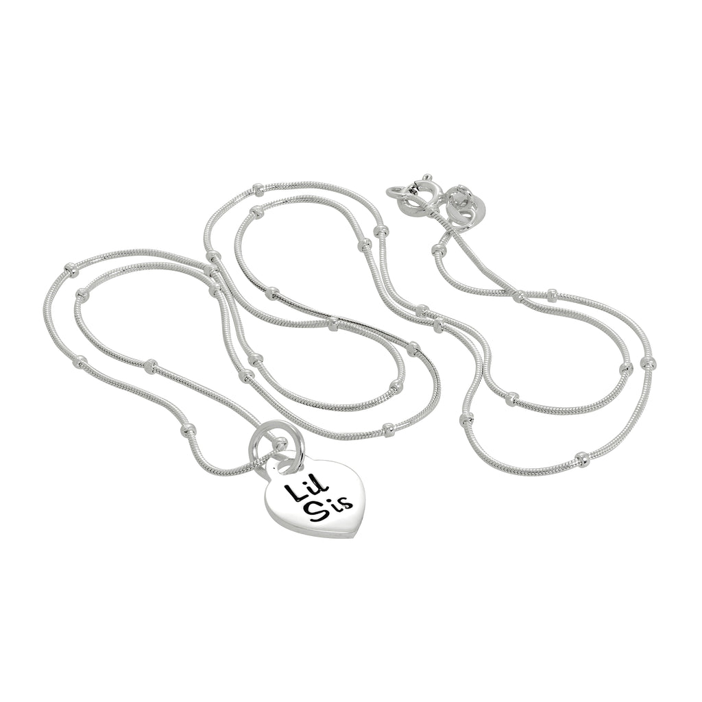 Anhänger aus Sterlingsilber mit kleiner Schwester und Herz, 16–24 Zoll