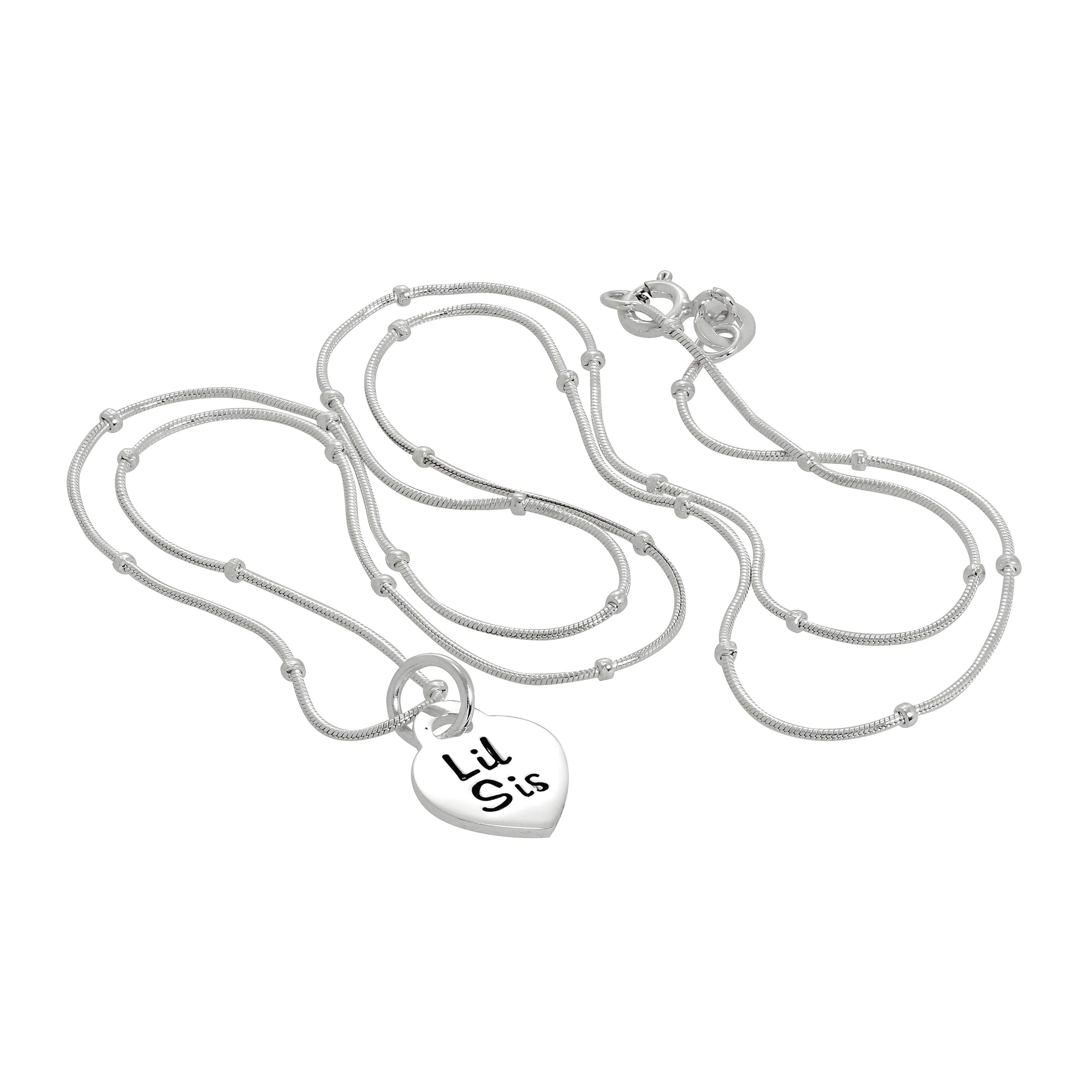 Anhänger aus Sterlingsilber mit kleiner Schwester und Herz, 16–24 Zoll