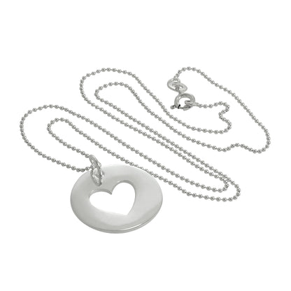 Große Halskette mit ausgeschnittenem Herzanhänger aus Sterlingsilber 14–22 Zoll