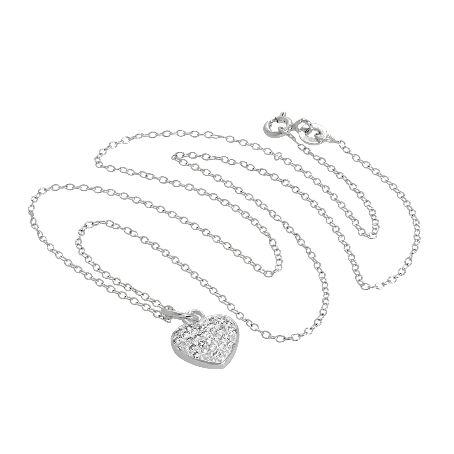 Halskette mit Herzanhänger aus Sterlingsilber und CZ-Kristallen 14–32 Zoll