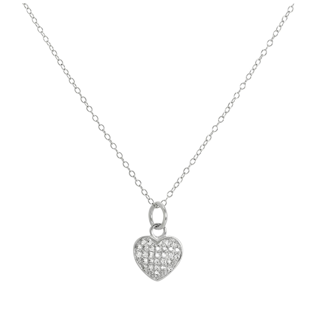 Halskette mit Herzanhänger aus Sterlingsilber und CZ-Kristallen 14–32 Zoll