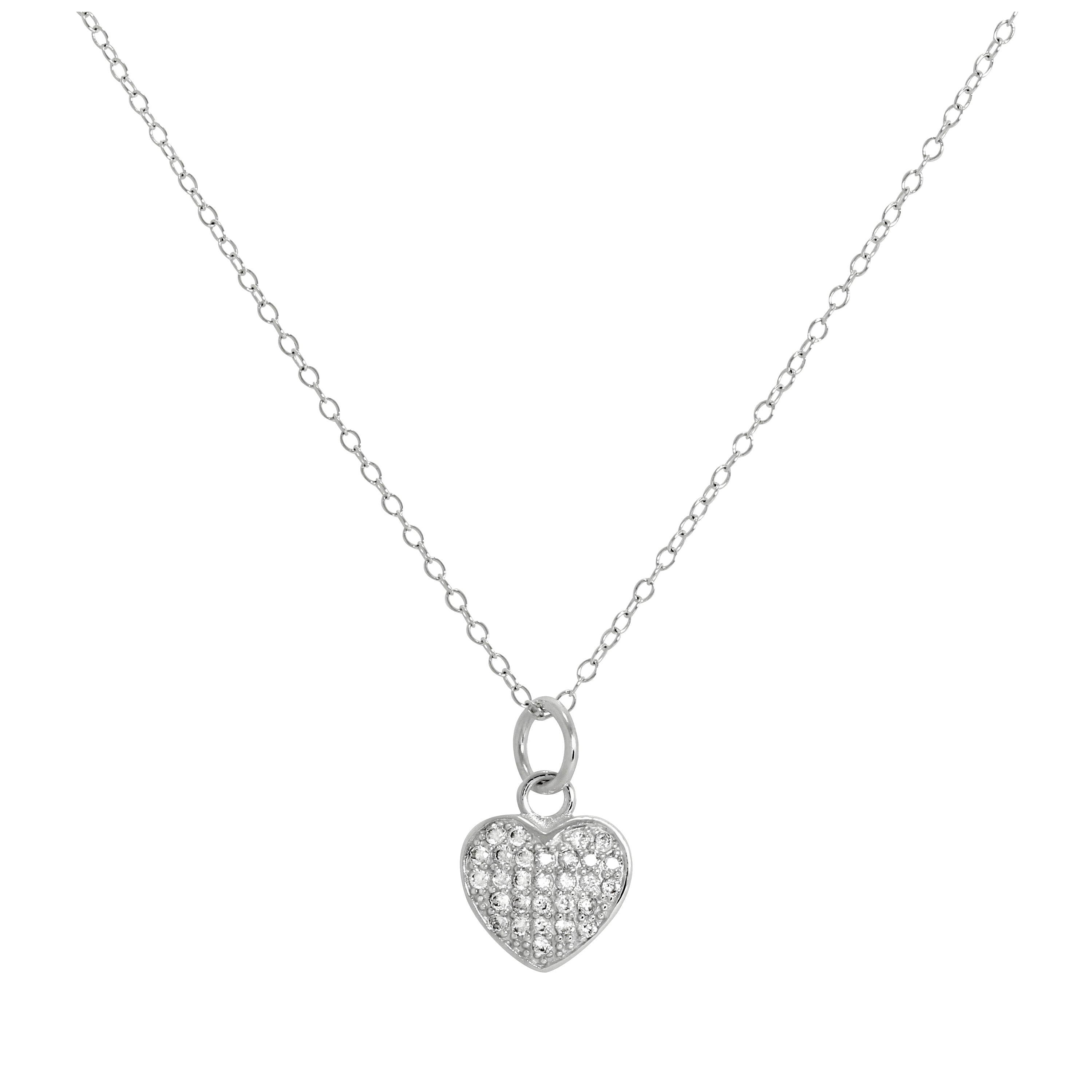 Halskette mit Herzanhänger aus Sterlingsilber und CZ-Kristallen 14–32 Zoll