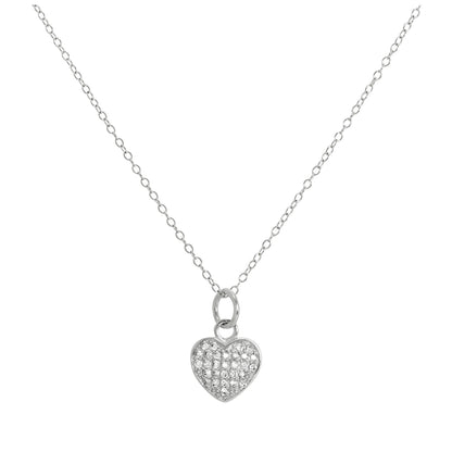 Halskette mit Herzanhänger aus Sterlingsilber und CZ-Kristallen 14–32 Zoll