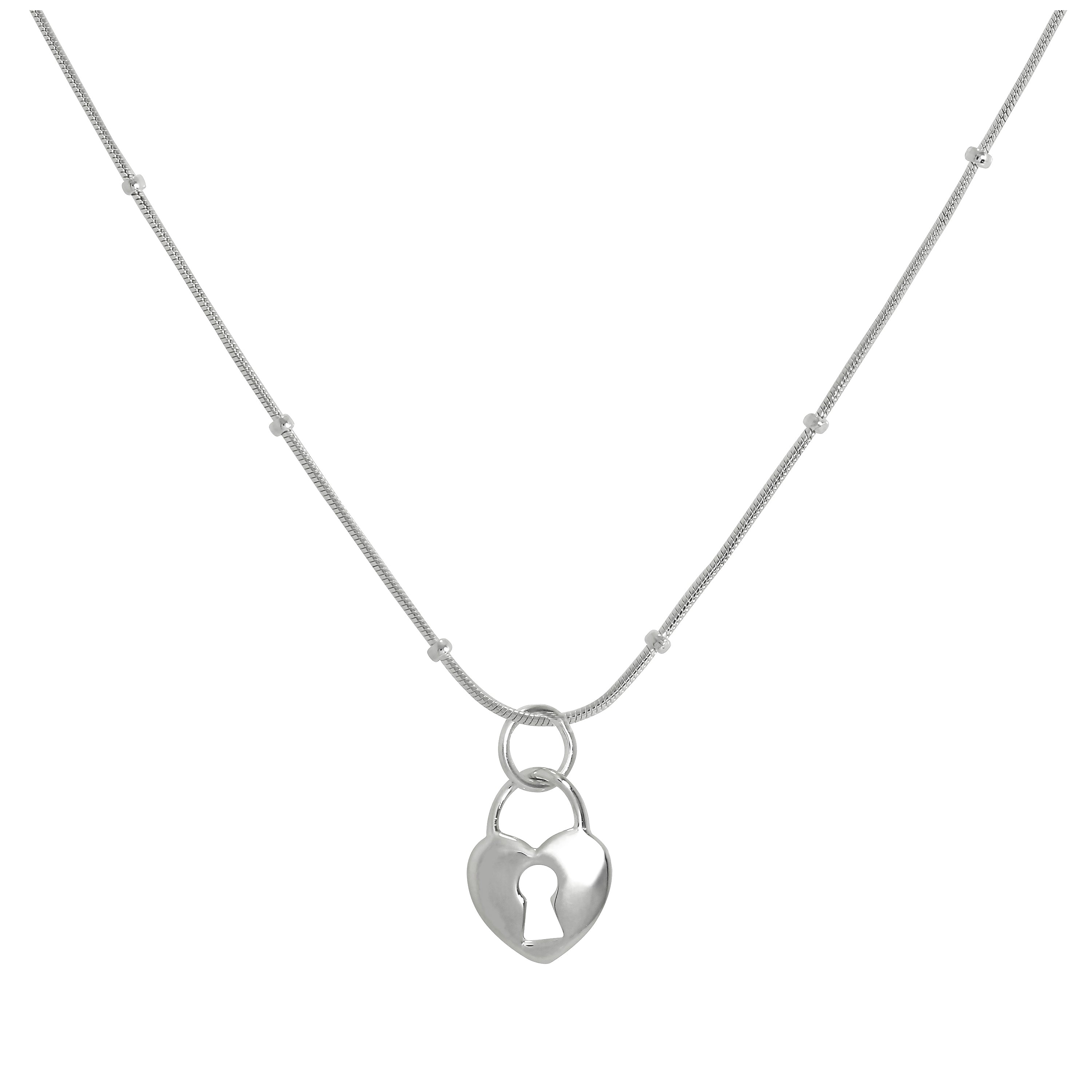 Sterlingsilber Herz Vorhängeschloss Anhänger Halskette 40,5 - 56 cm