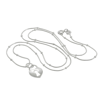 Sterlingsilber Herz Vorhängeschloss Anhänger Halskette 40,5 - 56cm