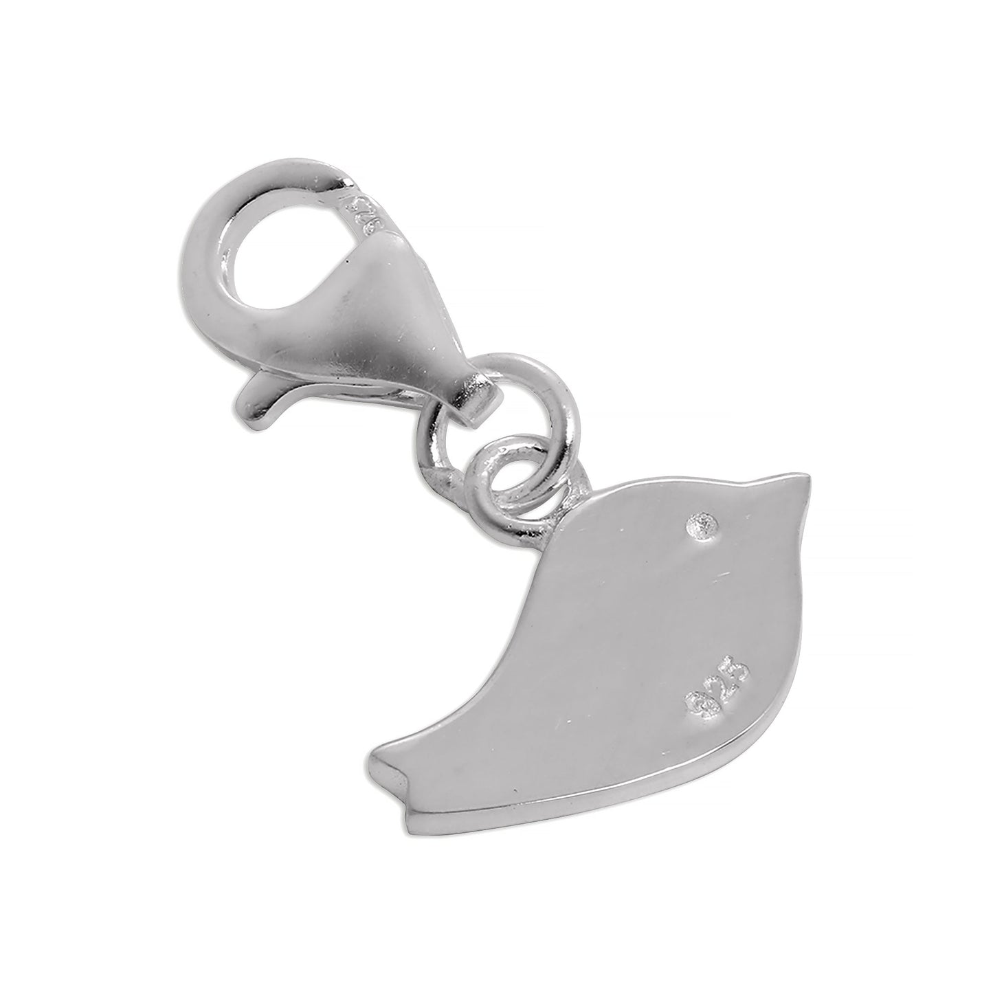 Einfacher flacher Sterling Silber Vogel Clip on Charm