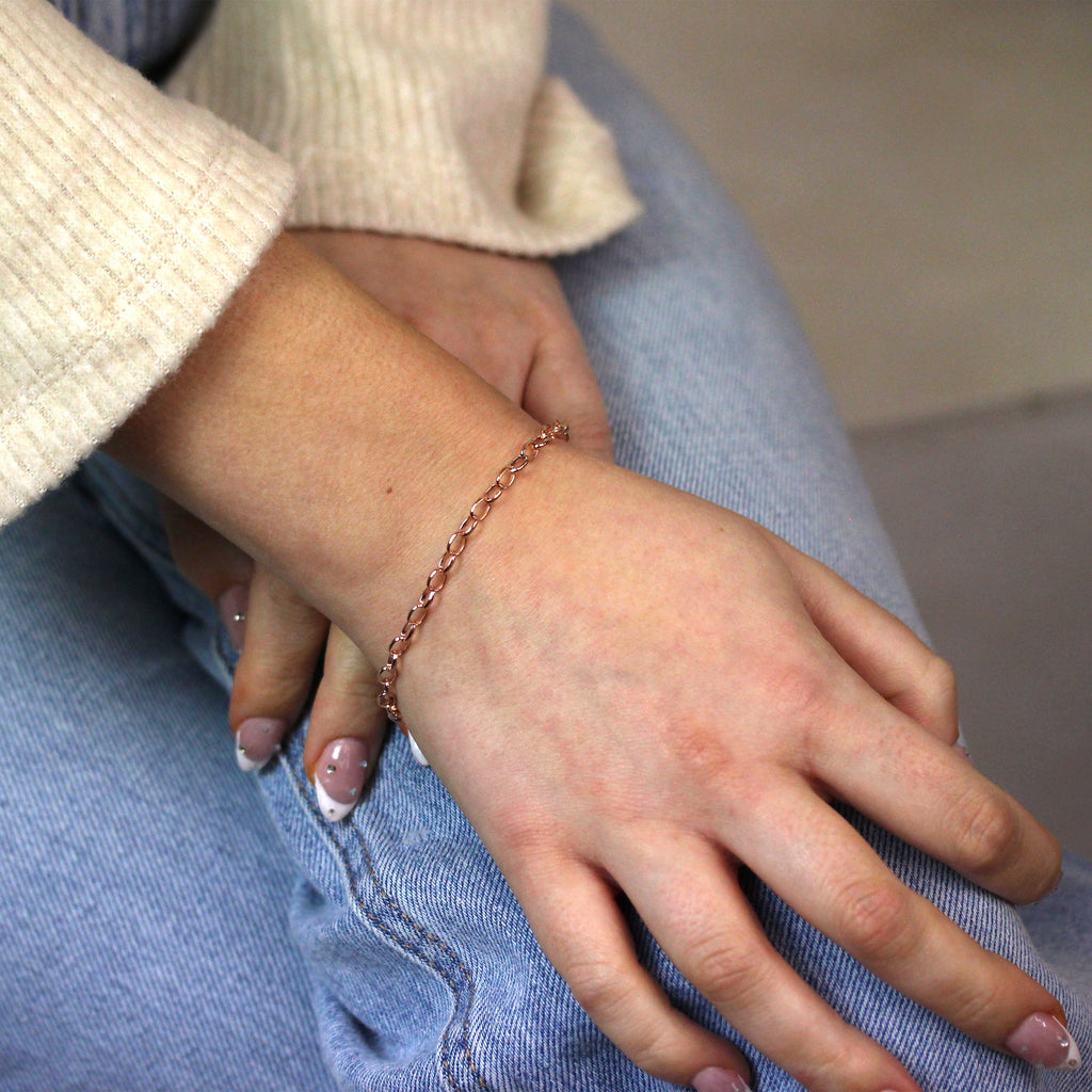18 cm Rosévergoldet Sterlingsilber Belcher Kettte Armband