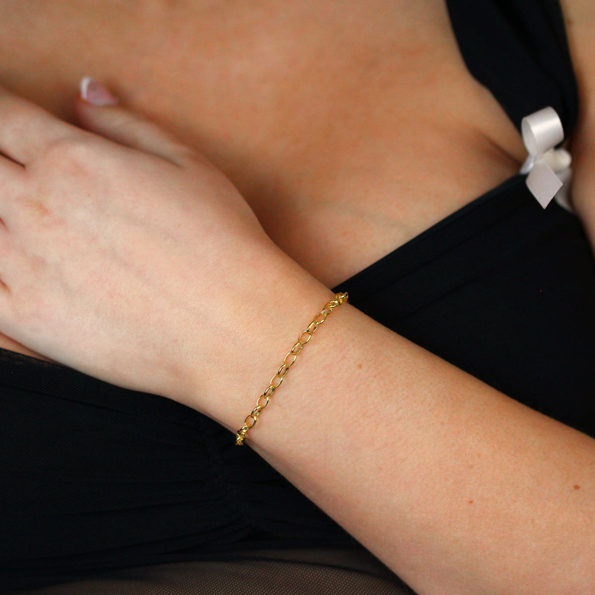 Vergoldet Sterlingsilber Belcher Kettte Armband - 18 cm