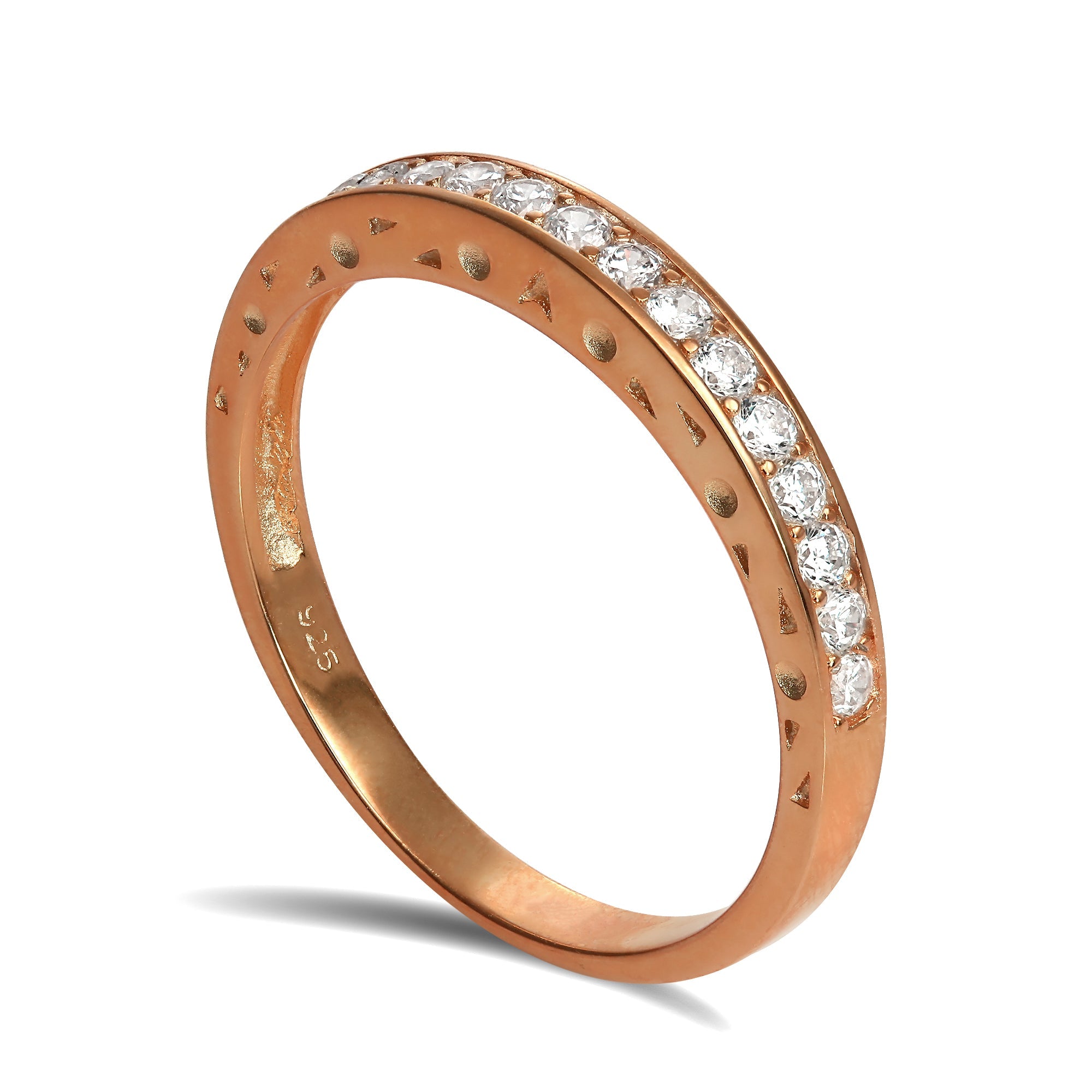 Roségoldbeschichteter Halb-Ewigkeitsring aus Sterlingsilber und CZ-Kristallen Größe I–U