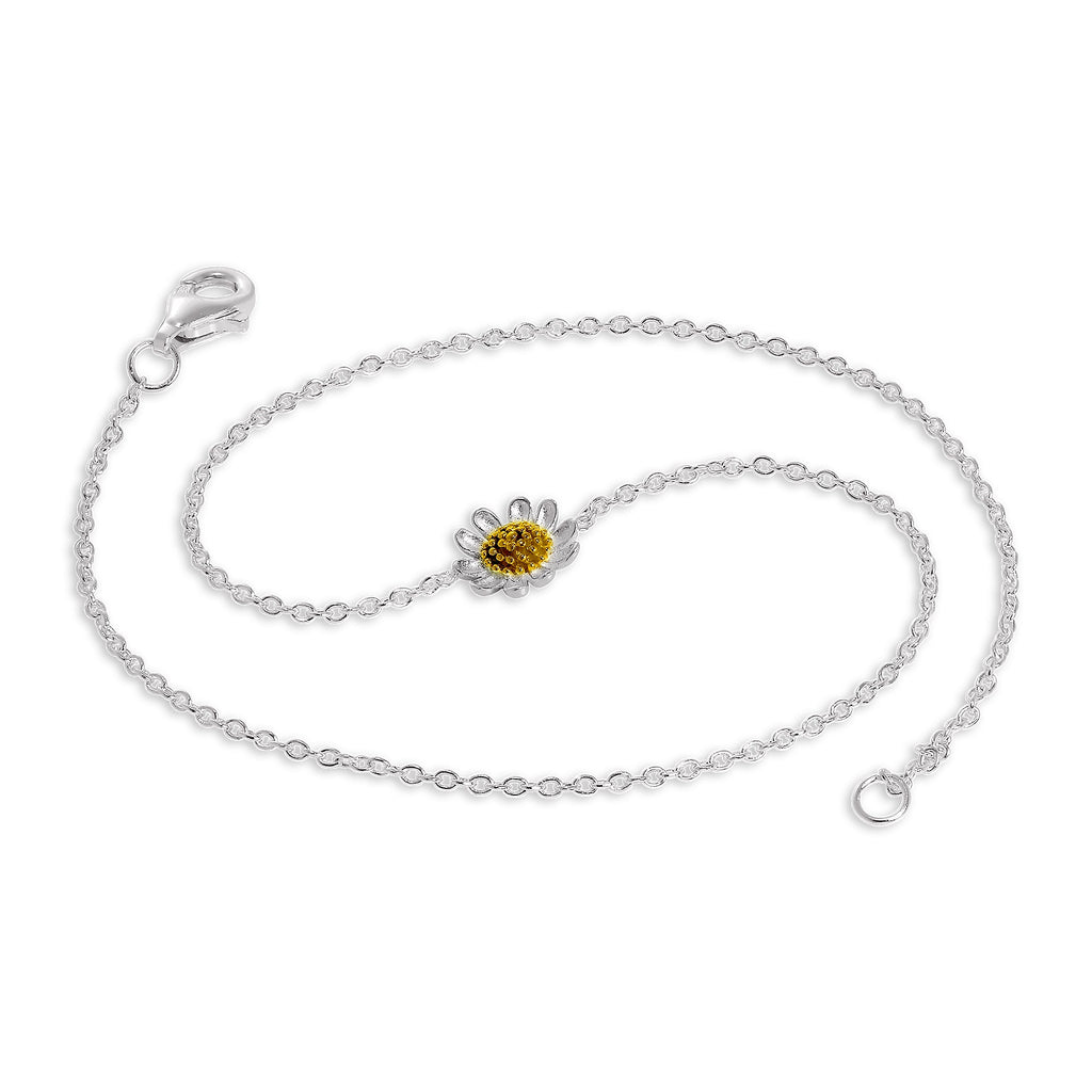 Fußkettchen aus Sterlingsilber mit Gänseblümchen