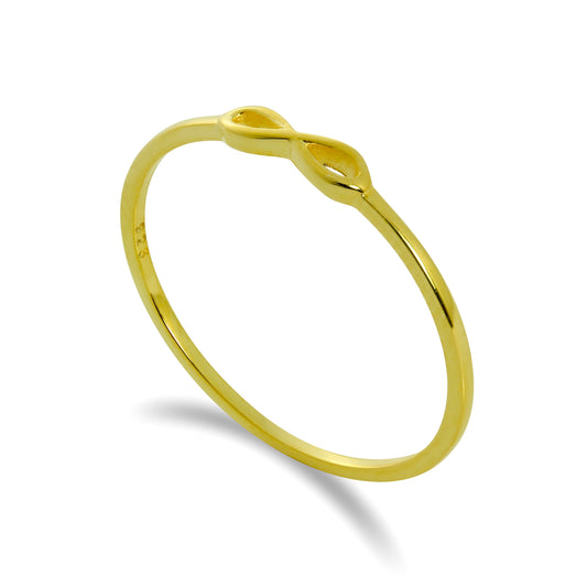 Vergoldeter Sterling Silber Infinity Loop 1 mm Stapelring Größe J - W
