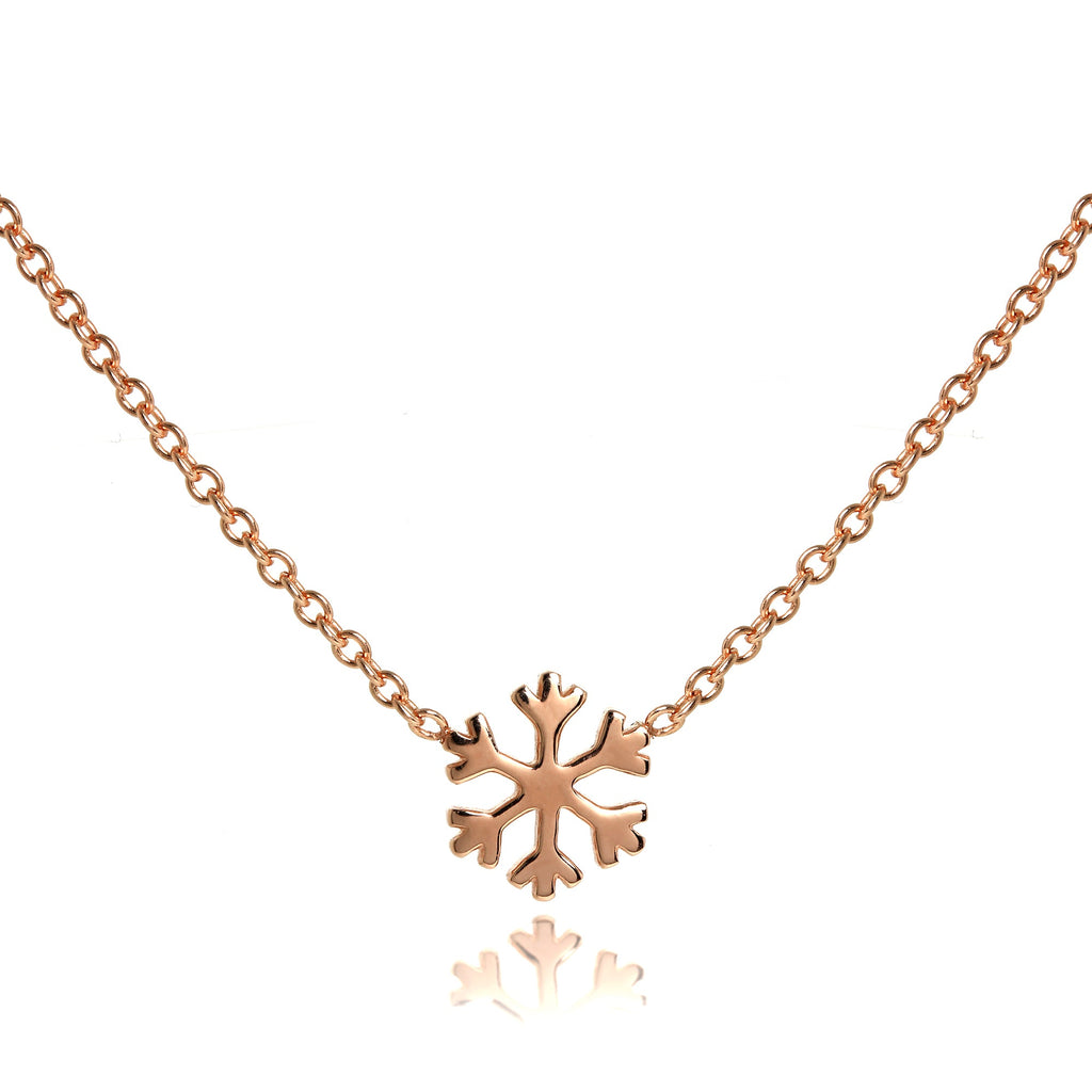 Rosévergoldet Sterlingsilber 45,5 cm Schneeflocke Halskette